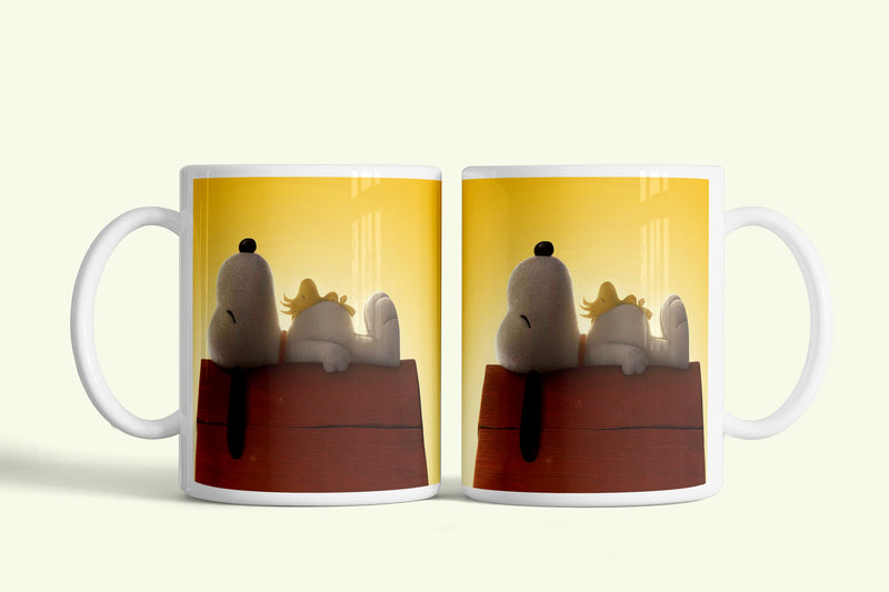 Snoopy bögre, fehér kerámia, egyedi nyomtatott mintával