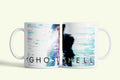 Ghost in the Shell bögre fehér, glitch hatású logóval, fehér kerámia, egyedi nyomtatott mintával