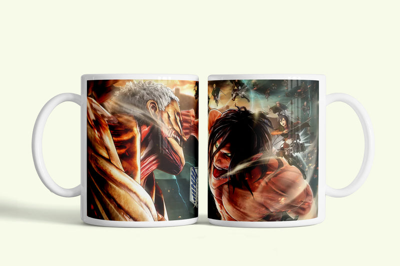 Attack to Titan bögre, fehér kerámia, egyedi nyomtatott mintával