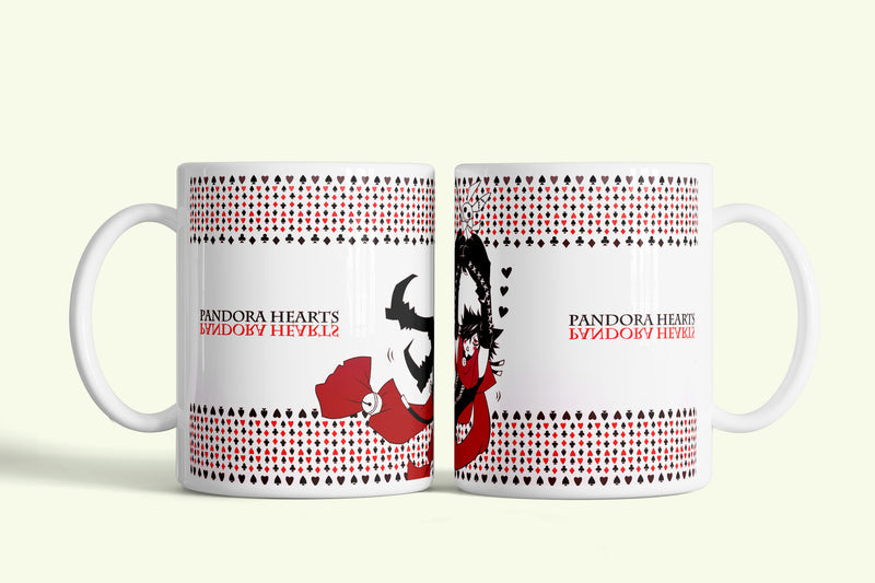 Pandora Hearts bögre, fehér kerámia, egyedi nyomtatott mintával