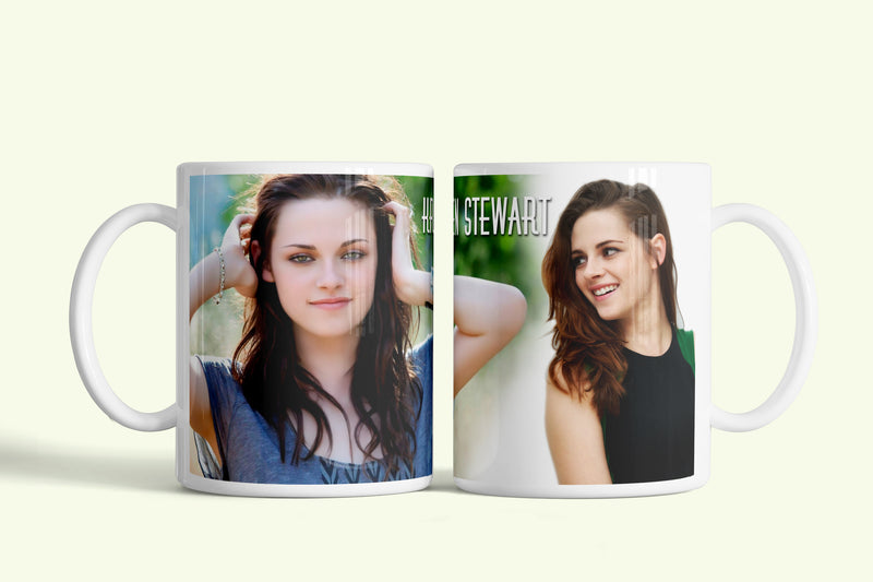 Kristen Stewart bögre, fehér kerámia, egyedi nyomtatott mintával
