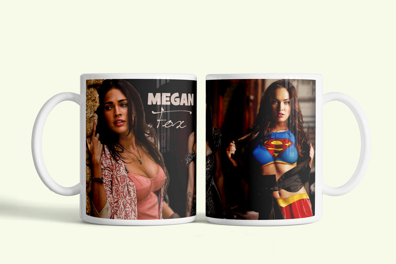 Megan Fox bögre, fehér kerámia, egyedi nyomtatott mintával