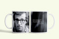 Woody Allen bögre „Intenzív vágyat érzek” idézettel, fehér kerámia, egyedi nyomtatott mintával