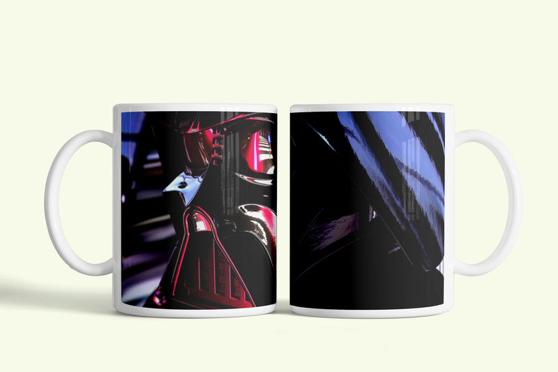 Darth Vader bögre lila-piros közeli sisakkal, fehér kerámia, egyedi nyomtatott mintával