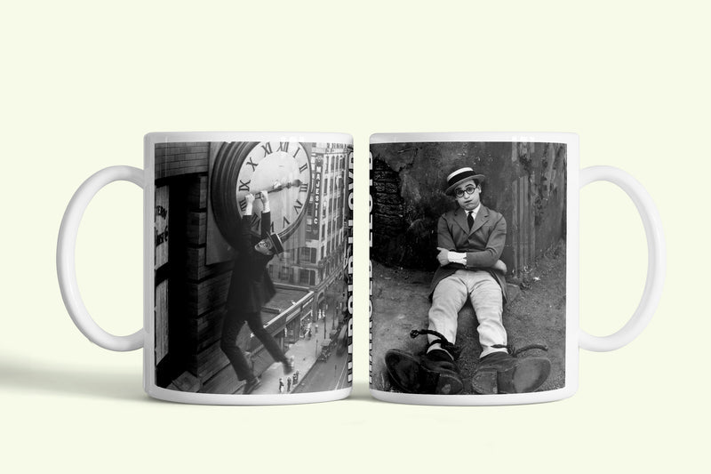Harold Lloyd bögre, fehér kerámia, egyedi nyomtatott mintával