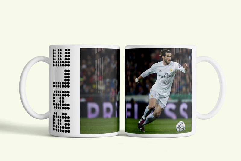 Gareth Bale bögre, fehér kerámia, egyedi nyomtatott mintával