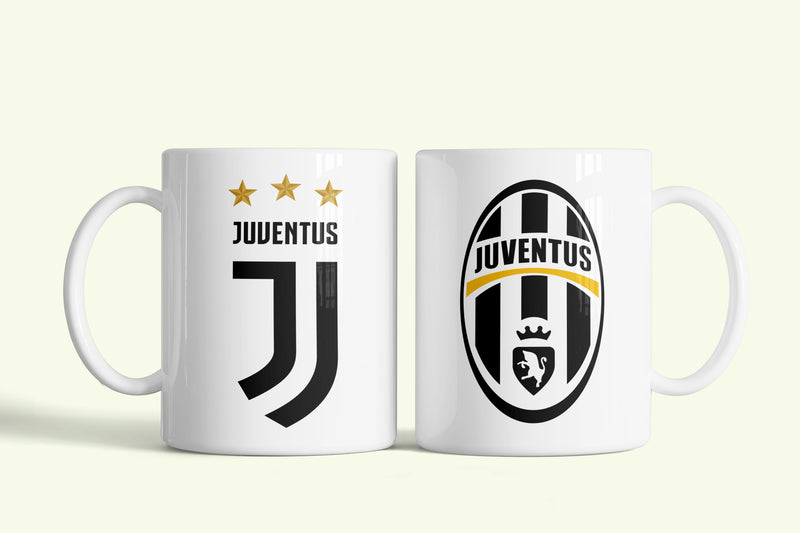 Juventus FC bögre fehér, J logóval és címerrel, fehér kerámia, egyedi nyomtatott mintával