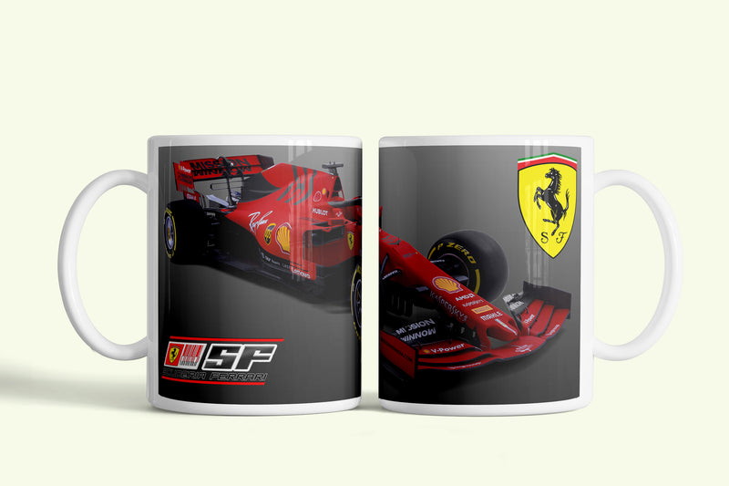 Scuderia Ferrari bögre, fehér kerámia, egyedi nyomtatott mintával