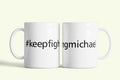 Michael Schumacher bögre fehér, #keepfightingmichael, fehér kerámia, egyedi nyomtatott mintával