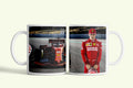 Charles Leclerc bögre, fehér kerámia, egyedi nyomtatott mintával