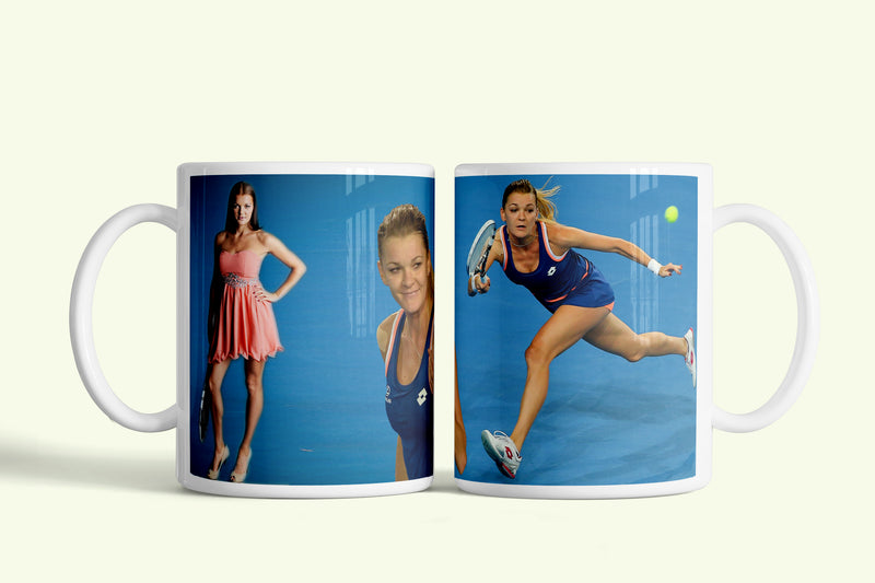 Radwanska bögre, fehér kerámia, egyedi nyomtatott mintával