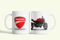 Ducati 1 bögre, fehér kerámia, egyedi nyomtatott mintával