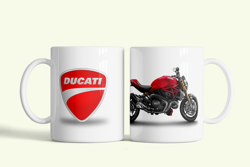 Ducati 1 bögre, fehér kerámia, egyedi nyomtatott mintával