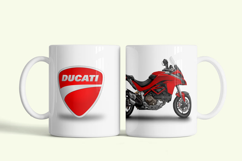 Ducati 2 bögre, fehér kerámia, egyedi nyomtatott mintával