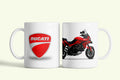Ducati 3 bögre, fehér kerámia, egyedi nyomtatott mintával