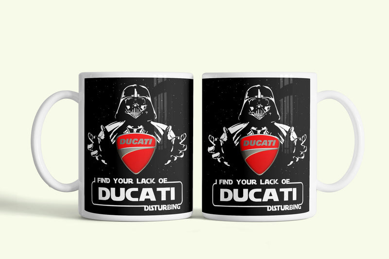 Ducati Vader bögre, fehér kerámia, egyedi nyomtatott mintával