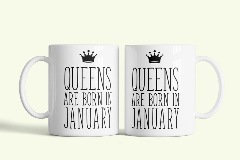 Queens are born in January - januári hercegnők bögre, fehér kerámia, egyedi nyomtatott mintával