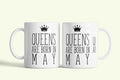 Queens are born in May - májusi hercegnők bögre, fehér kerámia, egyedi nyomtatott mintával