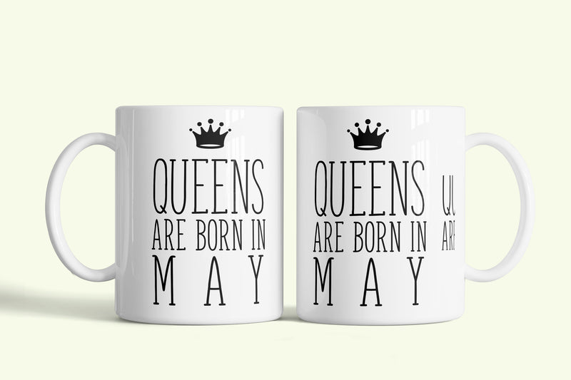 Queens are born in May - májusi hercegnők bögre, fehér kerámia, egyedi nyomtatott mintával