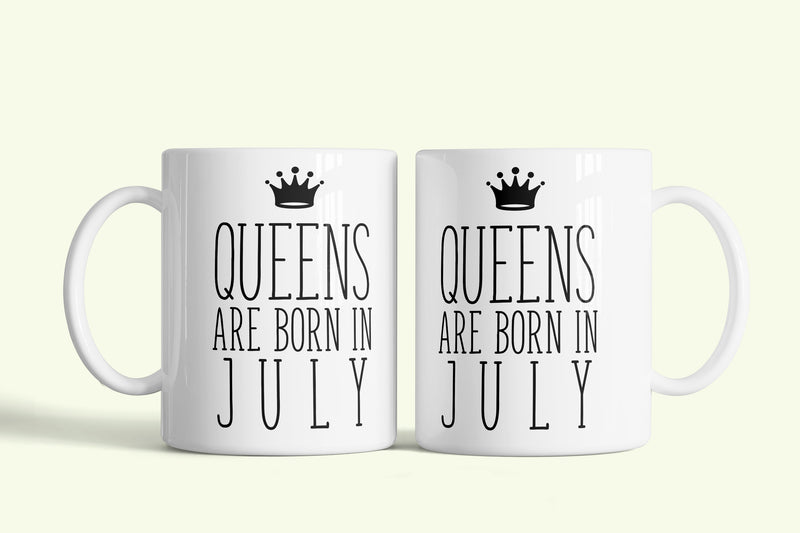 Queens are born in July - júliusi hercegnők bögre, fehér kerámia, egyedi nyomtatott mintával