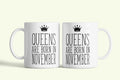 Queens are born in November - novemberi hercegnők bögre, fehér kerámia, egyedi nyomtatott mintával