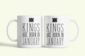 Kings are born in January - januári királyok bögre, fehér kerámia, egyedi nyomtatott mintával