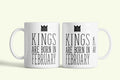 Kings are born in February - februári királyok bögre, fehér kerámia, egyedi nyomtatott mintával
