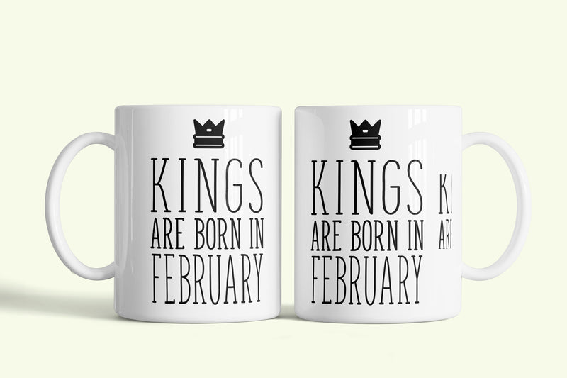 Kings are born in February - februári királyok bögre, fehér kerámia, egyedi nyomtatott mintával