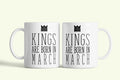 Kings are born in March - márciusi királyok bögre, fehér kerámia, egyedi nyomtatott mintával