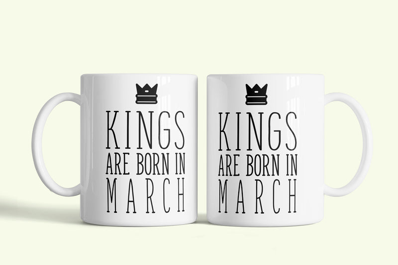 Kings are born in March - márciusi királyok bögre, fehér kerámia, egyedi nyomtatott mintával