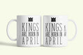 Kings are born in April - áprilisi királyok bögre, fehér kerámia, egyedi nyomtatott mintával