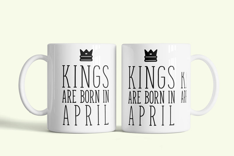 Kings are born in April - áprilisi királyok bögre, fehér kerámia, egyedi nyomtatott mintával