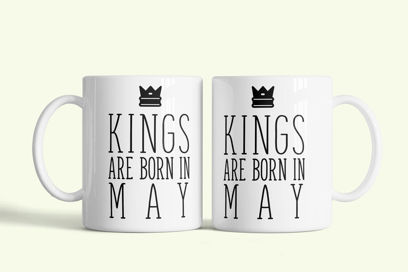 Kings are born in May - májusi királyok bögre, fehér kerámia, egyedi nyomtatott mintával