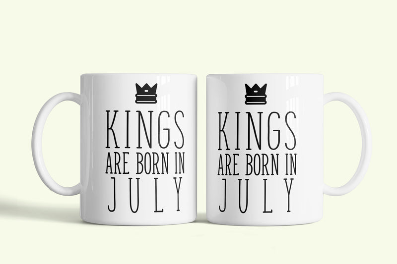 Kings are born in July - júliusi királyok bögre, fehér kerámia, egyedi nyomtatott mintával