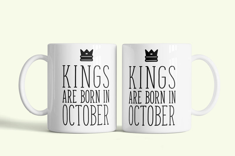 Kings are born in October - októberi királyok bögre, fehér kerámia, egyedi nyomtatott mintával