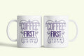 Angol feliratos bögre „Coffee first, scheming later”, fehér kerámia, egyedi nyomtatott mintával