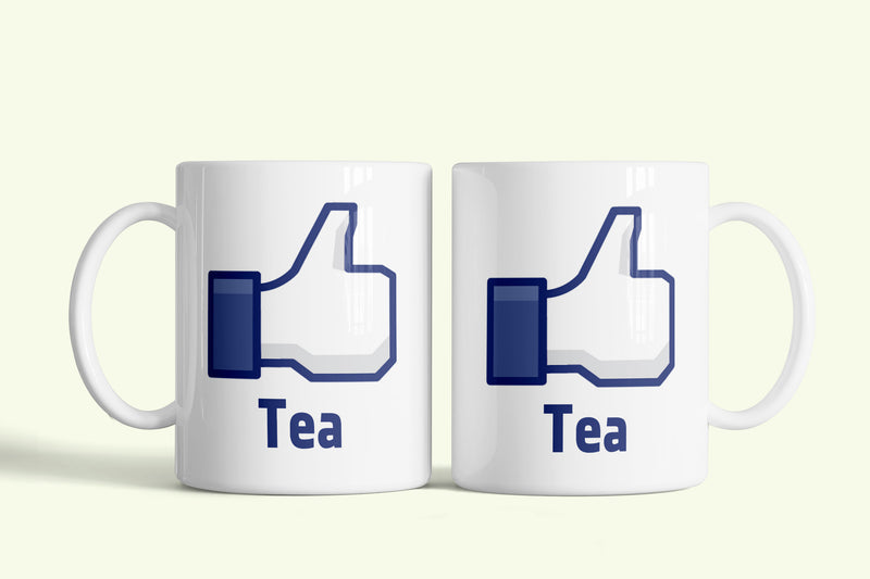 Like Tea-Tea bögre, fehér kerámia, egyedi nyomtatott mintával