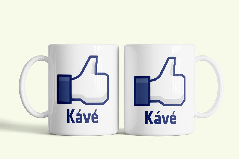 Like Kávé-Kávé bögre, fehér kerámia, egyedi nyomtatott mintával