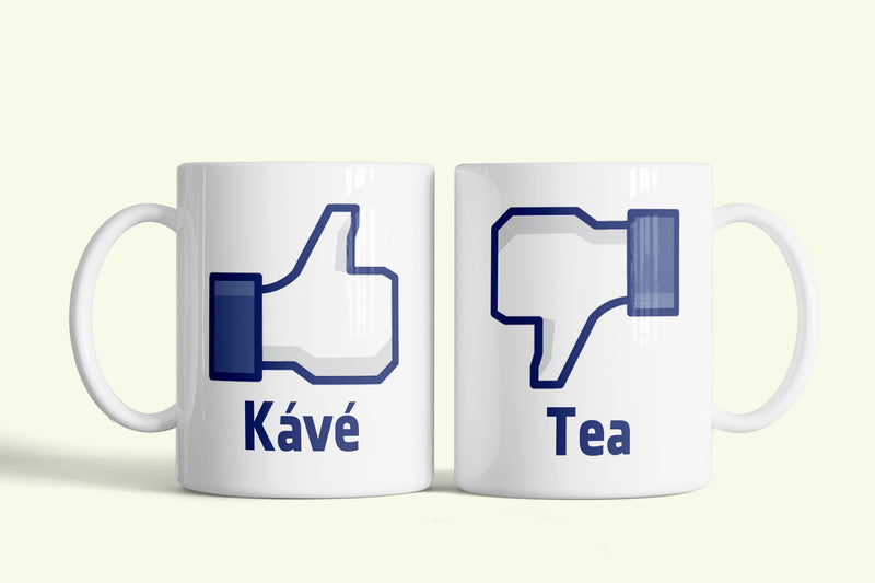 Dislike Tea - Like Kávé bögre, fehér kerámia, egyedi nyomtatott mintával