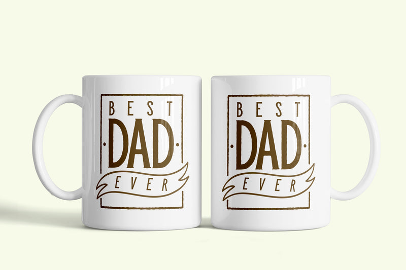 Angol feliratos bögre „Best Dad Ever”, fehér kerámia, egyedi nyomtatott mintával
