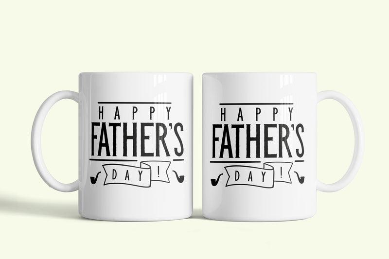 Angol feliratos bögre „Happy Father's Day” fekete, fehér kerámia, egyedi nyomtatott mintával