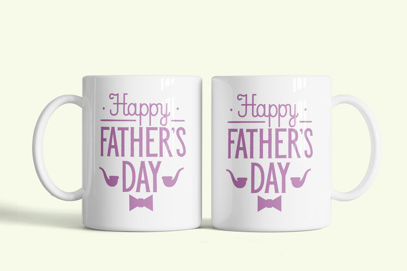 Angol feliratos bögre „Happy Father's Day” lila, fehér kerámia, egyedi nyomtatott mintával