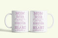 Angol feliratos bögre „Mom, forever in my heart”, fehér kerámia, egyedi nyomtatott mintával