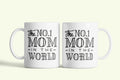Angol feliratos bögre „The No.1 Mom in the World”, fehér kerámia, egyedi nyomtatott mintával