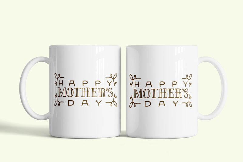 Angol feliratos bögre „Happy Mother's Day”, fehér kerámia, egyedi nyomtatott mintával