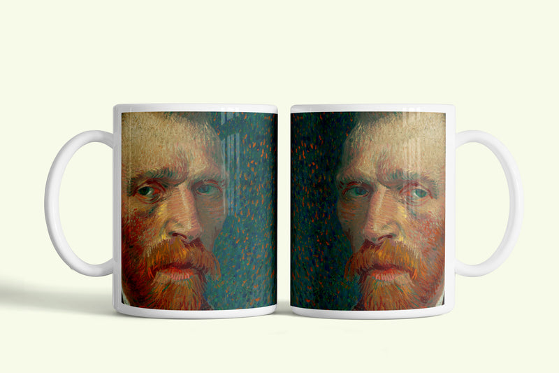 Van Gogh bögre, fehér kerámia, egyedi nyomtatott mintával
