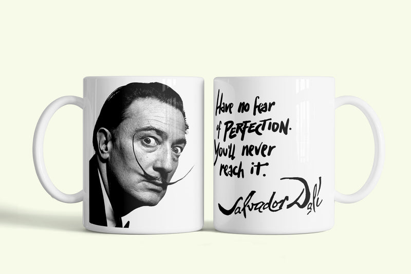 Salvador Dali bögre, fehér kerámia, egyedi nyomtatott mintával