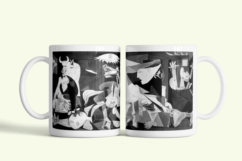 Picasso: Guernica bögre, fehér kerámia, egyedi nyomtatott mintával