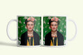 Frida Kahlo bögre, fehér kerámia, egyedi nyomtatott mintával