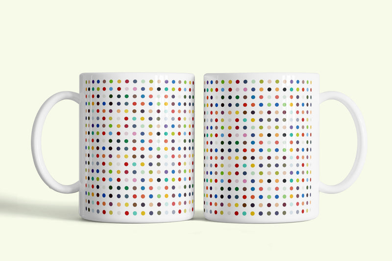 Lovely Dots - Színes pöttyök bögre, fehér kerámia, egyedi nyomtatott mintával